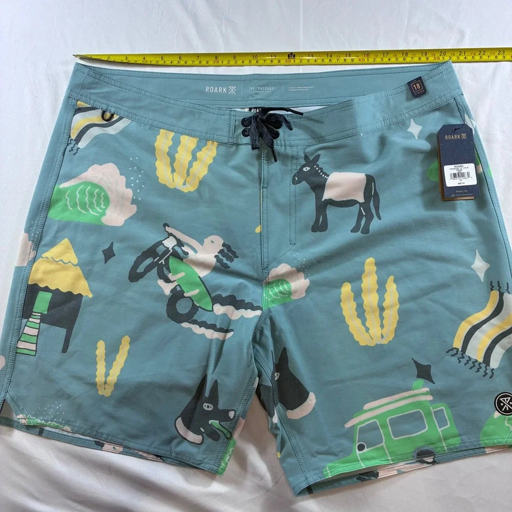 Roark Passage 18 Viaje Boardshorts Agave Blue Hemp Blend Mens 40 RB405 New
